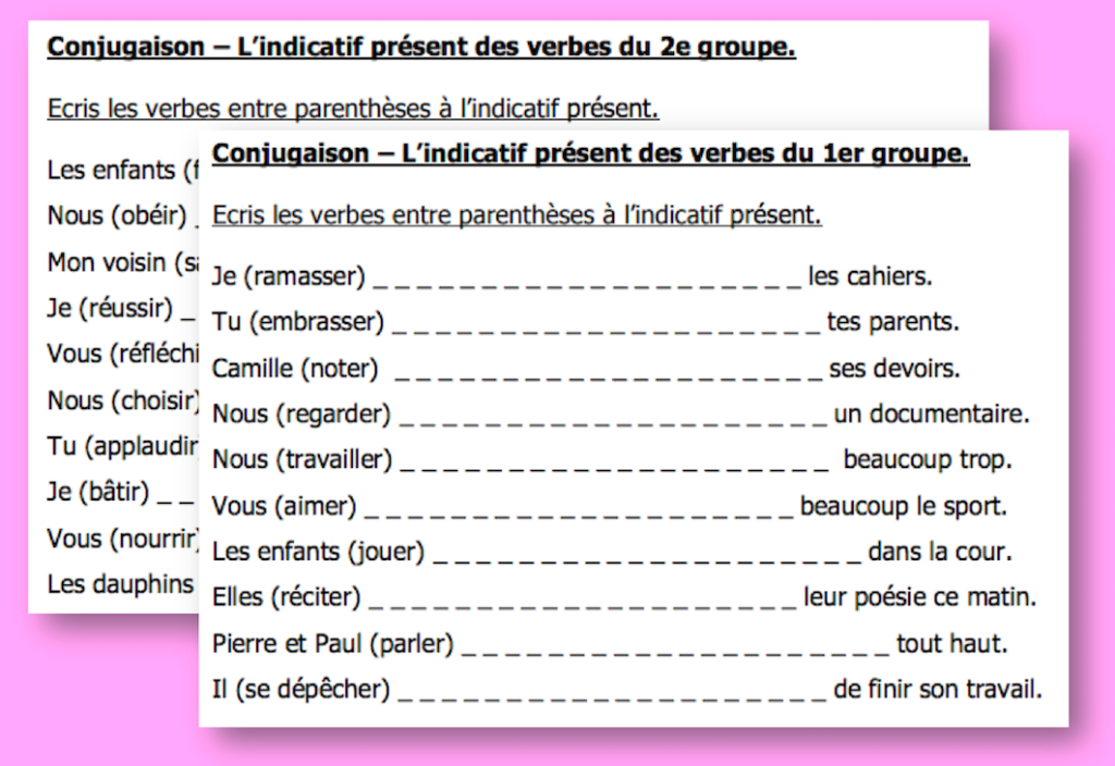 Conjuguer Au Présent - Exercices D'entraînement - L'école D'Ailleurs